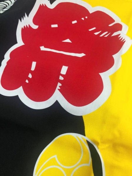 画像9: お祭り法被：半纏帯別売【ななめ市松・獅子毛・巴に祭】緑にピンク (赤系)・赤黒・黄黒 s9505 s9506 s9507 (9)