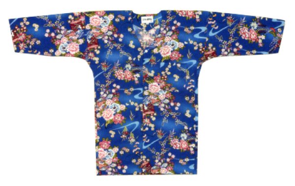 画像3: 鯉口シャツ【花】　赤系・青系　Ｓ・Ｍ・Ｌ・ＬＬ・３Ｌ寸 (3)