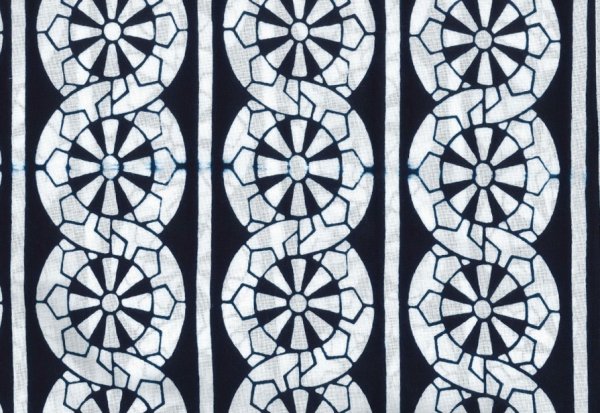 画像3: 注染本染め 鯉口シャツ【源氏車】白地に紺 M・L・LL寸 青系 (3)