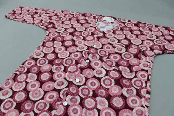 画像6: 鯉口シャツ【蛇の目傘　黒地・エンジ地】大人用 男性女性兼用 黒系 赤系 (6)