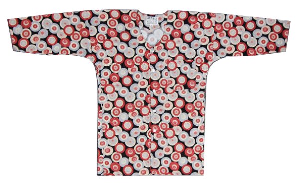 画像2: 鯉口シャツ【蛇の目傘　黒地・エンジ地】大人用 男性女性兼用 黒系 赤系 (2)