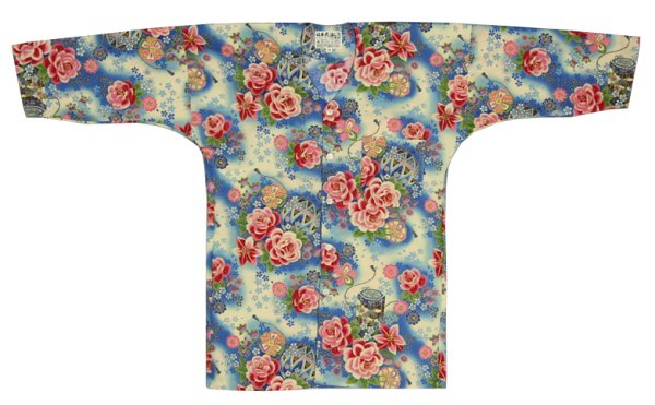 画像5: 鯉口シャツ【牡丹と鞠 ピンク系・ブルー系】 S・M・L寸 大人用 男性女性兼用 白系 赤系 (5)