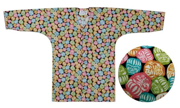 画像7: 鯉口シャツ【福だるま　紅白・ネオン】大人用 男性女性兼用 赤系 白系 黒系 (7)