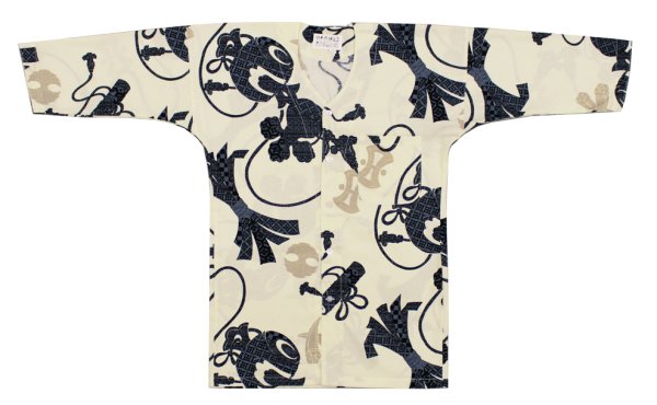 画像5: 鯉口シャツ【宝尽くし 濃紺・生成・赤】 S・M・L寸 大人用 男性女性兼用 青系 白系 赤系 edo9428 edo9429 edo9430 (5)