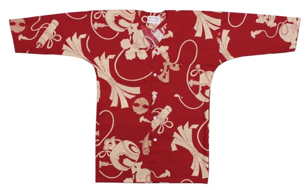 画像8: 鯉口シャツ【宝尽くし 濃紺・生成・赤】 S・M・L寸 大人用 男性女性兼用 青系 白系 赤系 edo9428 edo9429 edo9430 (8)