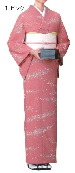 画像3: 【女単衣仕立】着物 桜横流吹き 紫・ピンク【受注生産品】KI-1032 KI-1002 (3)