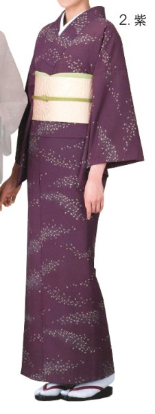 画像4: 【女単衣仕立】着物 桜横流吹き 紫・ピンク【受注生産品】KI-1032 KI-1002 (4)