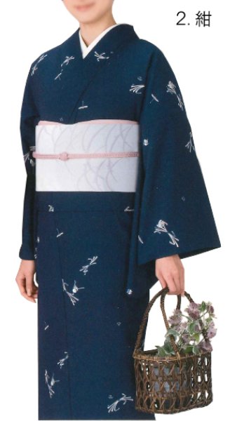 画像4: 【女単衣仕立】着物 華結び ピンク・紺【受注生産品】KI-1033 KI-1034 (4)