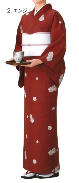 画像3: 【女単衣仕立】着物 ねじり梅 黒・エンジ・ピンク【受注生産品】 KI-1016 KI-1017 KI-1018 (3)