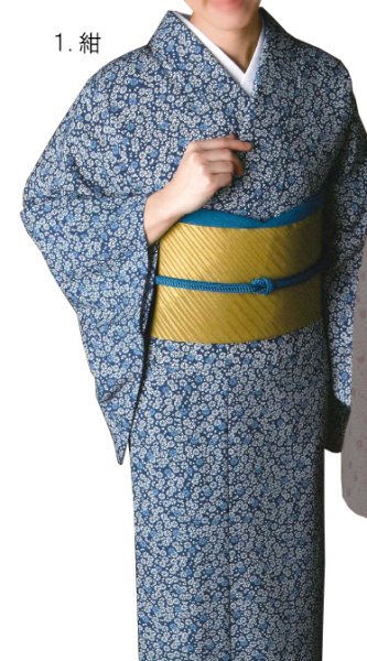 画像2: 【本手染め 女単衣仕立】着物 小桜 紺・エンジ・ピンク【受注生産品】 KI-1303 KI-1305 KI-1306 (2)