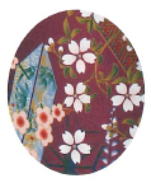 画像2: 【デジタル捺染 女単衣仕立】着物 扇矢絣四季花小紋・赤茶【受注生産品】 (2)