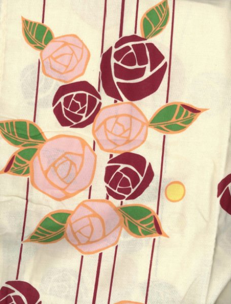 画像2: 【女性用柄】旅館用仕立て上がり人形袖浴衣 S・M・L・LL【薔薇モダン】 (2)