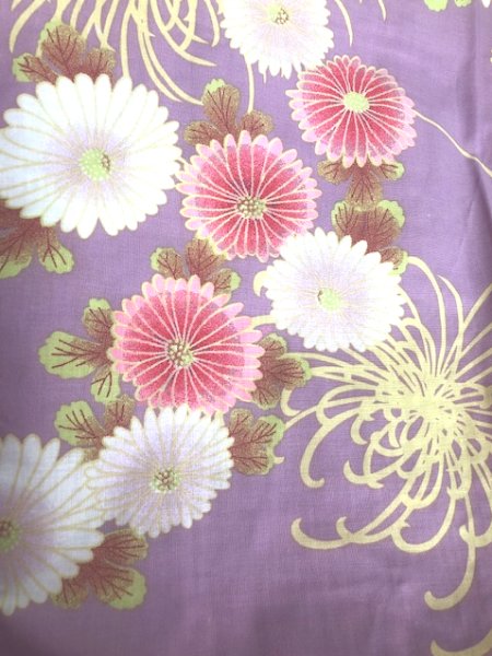 画像2: 【女性用柄】旅館用仕立て上がり人形袖浴衣 S・M・L・LL【菊ろまん】 (2)