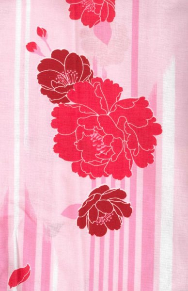 画像2: 【女性用柄】旅館用仕立て上がり人形袖浴衣 S・M・L・LL【矢羽にバラ・ピンク】 (2)