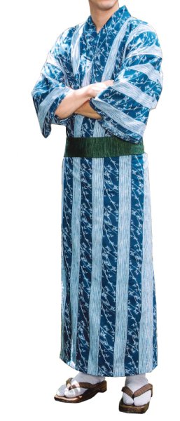 画像2: 【大人用男女兼用】旅館用仕立て上がり筒袖浴衣 小・中・大・特大【笹小路】 (2)