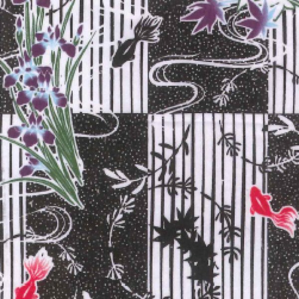 画像2: 【女性用柄】旅館用仕立て上がり人形袖浴衣 S・M・L・LL【涼し市松】 (2)