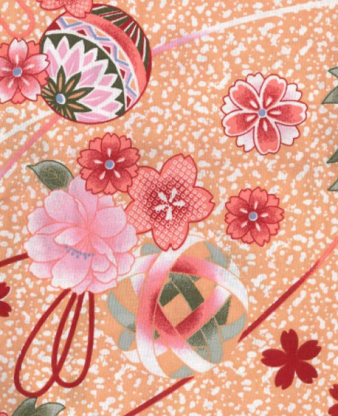 画像3: 【子ども用】旅館用仕立て上がり筒袖浴衣 小・中・大【花てまり】 (3)