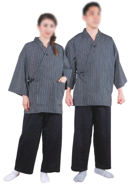 画像6: リネン対応　先染紬調作務衣　Ｍ・Ｌ　１サイズ１０枚１セット　男女兼用 (6)