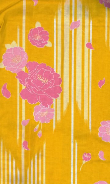 画像3: 【女性用柄】旅館用仕立て上がり人形袖浴衣 S・M・L・LL【矢羽にバラ・黄色】 (3)