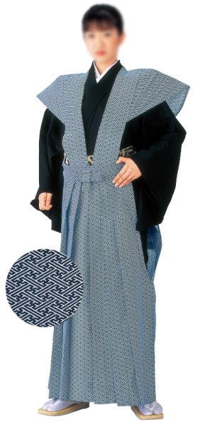 画像4: 綿裃 鮫小紋・三升・紗綾形(さやがた) 肩衣 袴 祭事 節分 豆まき 侍 武士 江戸時代 時代祭 参勤交代行列 上下 時代劇 コスプレ 舞台 舞踊 踊り edo7827 edo7828 edo7829 (4)