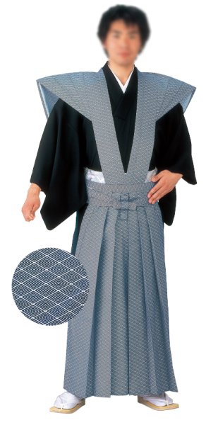 画像2: 綿裃 鮫小紋・三升・紗綾形(さやがた) 肩衣 袴 祭事 節分 豆まき 侍 武士 江戸時代 時代祭 参勤交代行列 上下 時代劇 コスプレ 舞台 舞踊 踊り edo7827 edo7828 edo7829 (2)