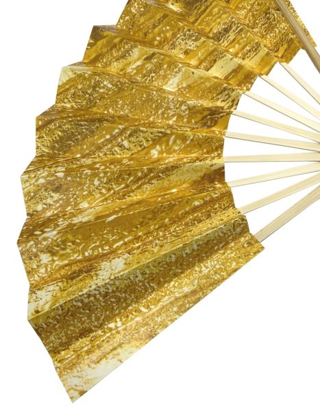 画像2: イベント向け 金箔柄風(金箔未使用)舞扇子(白竹骨) 扇子箱なし (2)