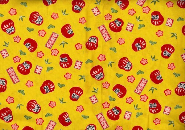 画像3: 鯉口シャツ　【黄色地にだるま・紺地にだるま】　Ｓ・Ｍ・Ｌ・ＬＬ・３Ｌ寸 黄系 赤系 青系 (3)