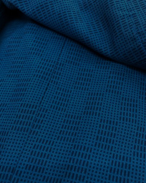 画像2: きものパンツ ブルー系【変り格子風市松柄】 (2)