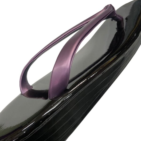 画像2: 【耐水草履(ウレタン底)】黒台にパープル M・L寸 (2)