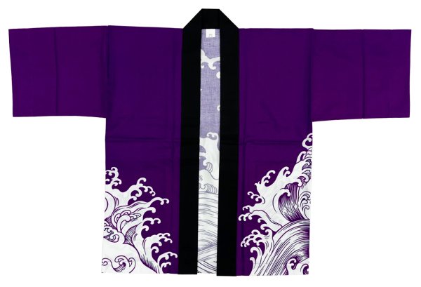 画像9: お祭り法被：半纏帯別売【荒波と千鳥】青・濃紺・紫　s9291 s9292 s9293 (9)