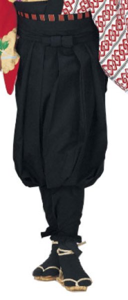 画像3: 無地たっつけ袴(腰板付) 黒・赤・紫 M・L寸 ty66001 ty66006 ty66007 (3)