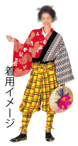画像3: たっつけ袴(腰板付) 格子 M・L寸 手古舞 和太鼓 獅子舞 (3)