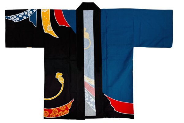 画像5: お祭り法被：半纏帯別売【束ね熨斗】青黒・赤黒 (5)
