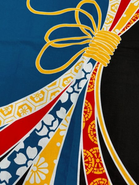 画像6: お祭り法被：半纏帯別売【束ね熨斗】青黒・赤黒 (6)