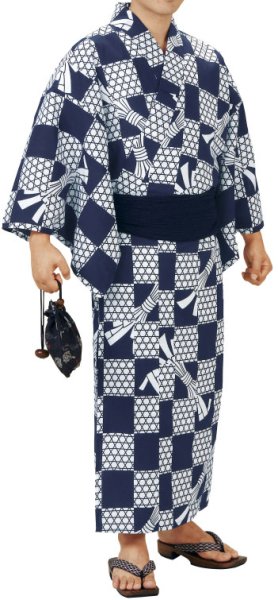 画像2: 【男女同柄】仕立て上がり お揃い浴衣 男仕立M寸・男仕立L寸・男仕立LL寸・女仕立【市松・籠目・束ね熨斗】 (2)