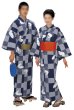 画像1: 【男女同柄】仕立て上がり　お揃い浴衣　男仕立Ｍ寸・男仕立Ｌ寸・男仕立ＬＬ寸・女仕立【おかめひょっとこ・変わり市松】 (1)