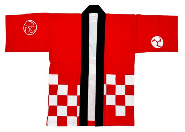 画像4: お祭り法被:半纏帯別売【市松・巴に祭】赤系・青系 (4)