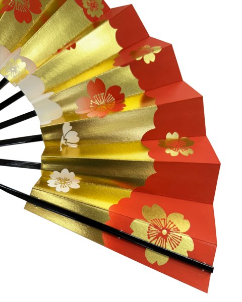 画像3: 舞扇 黒塗骨 9寸5分(約28.8cm) 桜 扇子箱なし (3)