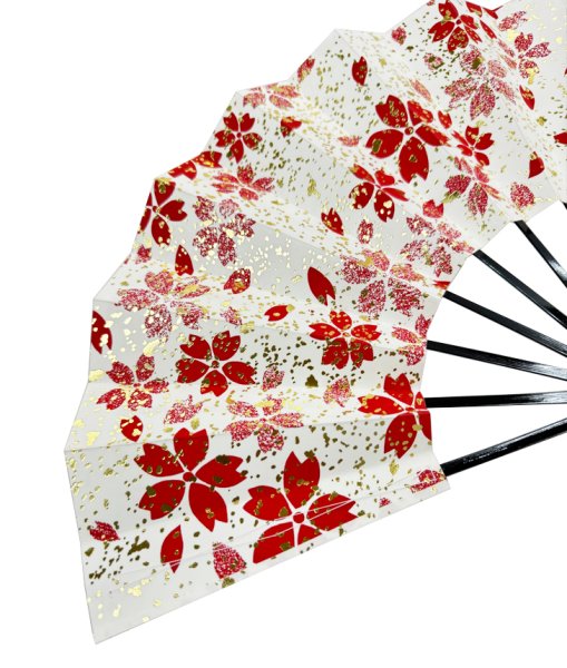 画像2: 舞扇 黒塗骨 9寸5分(約28.8cm) 桜 扇子箱なし (2)