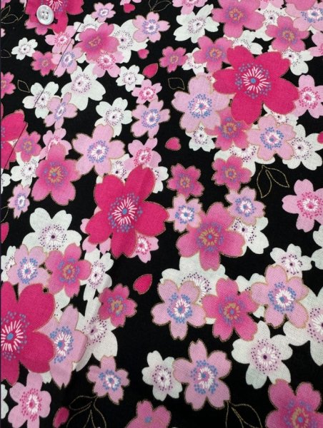 画像6: 鯉口シャツ　【エンジ地に桜・黒地に桜】　Ｓ・Ｍ・Ｌ・ＬＬ・３Ｌ寸 赤系・黒系 (6)