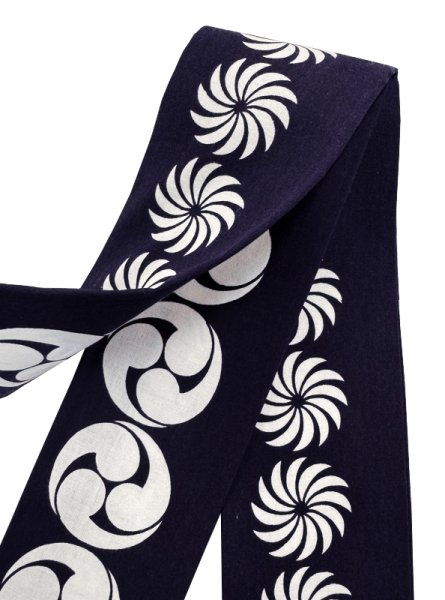 画像13: 芯入り 半纏帯(祭り法被腰紐) 【吉原つなぎ・両子持縞・三升・工字繋ぎ・籠目・獅子毛・左三つ巴】 61095 61096 61097 61098 (13)