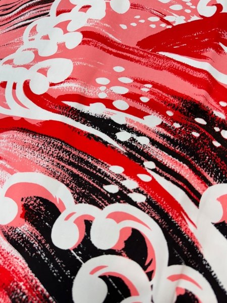 画像3: お祭り法被:半纏帯別売【波】黒・赤系 (3)