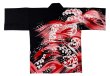 画像1: お祭り法被：半纏帯別売【波】黒・赤系 (1)
