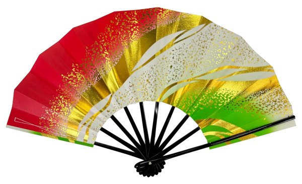 画像1: 舞扇　黒塗骨　９寸５分（約２８.８ｃｍ）両妻ぼかし　扇子箱なし (1)