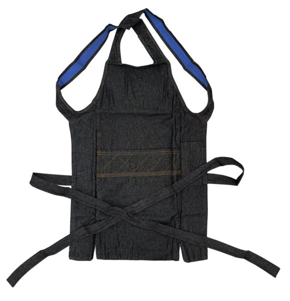 画像2: 大人用 デニム腹掛け股引き上下セット【ブラック】 (2)