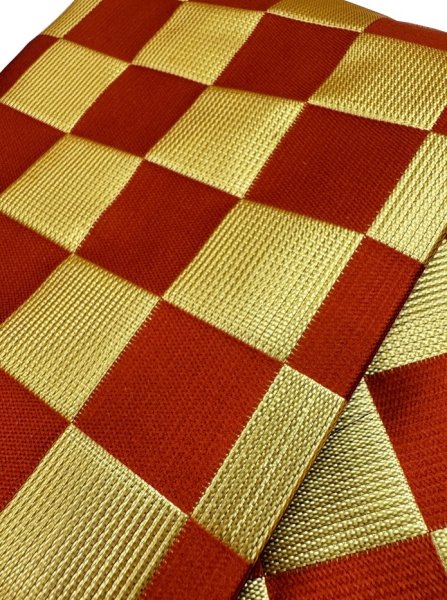 画像4: 女物　仕立金襴四寸帯【吉原繋ぎ・市松・流水桜・露芝・源氏車・手綱】edo4914 edo4915 edo4916 edo4918 edo4919 edo4922 (4)