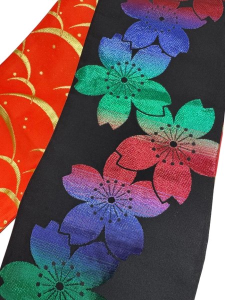 画像5: 女物 仕立金襴四寸帯【献上柄・吉原繋ぎ・流水・桜・手綱・露芝】edo4927 edo4928 edo4931 edo4932 edo4933 (5)