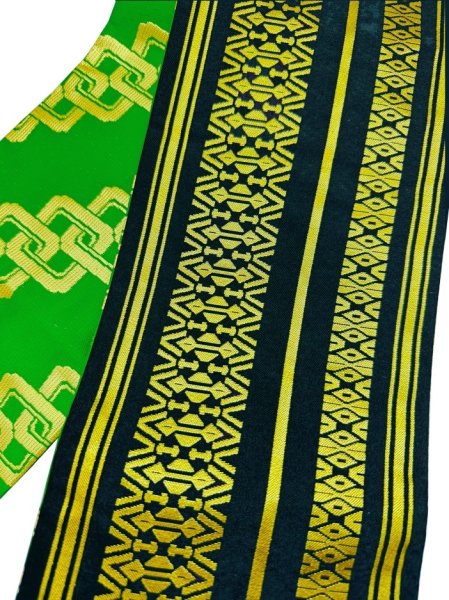 画像2: 女物 仕立金襴四寸帯【献上柄・吉原繋ぎ・流水・桜・手綱・露芝】edo4927 edo4928 edo4931 edo4932 edo4933 (2)