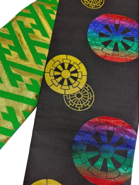 画像2: 女物　仕立金襴四寸帯【源氏車・紗綾形・吉原繋ぎ・藤・露芝・升繋ぎ・萩・市松】edo4903 edo4905 edo4906 edo4908 edo4912 edo4913 (2)