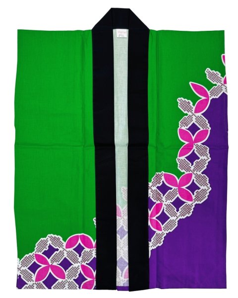 画像3: お祭り袖なし法被:半纏帯別売【七宝】緑 (3)